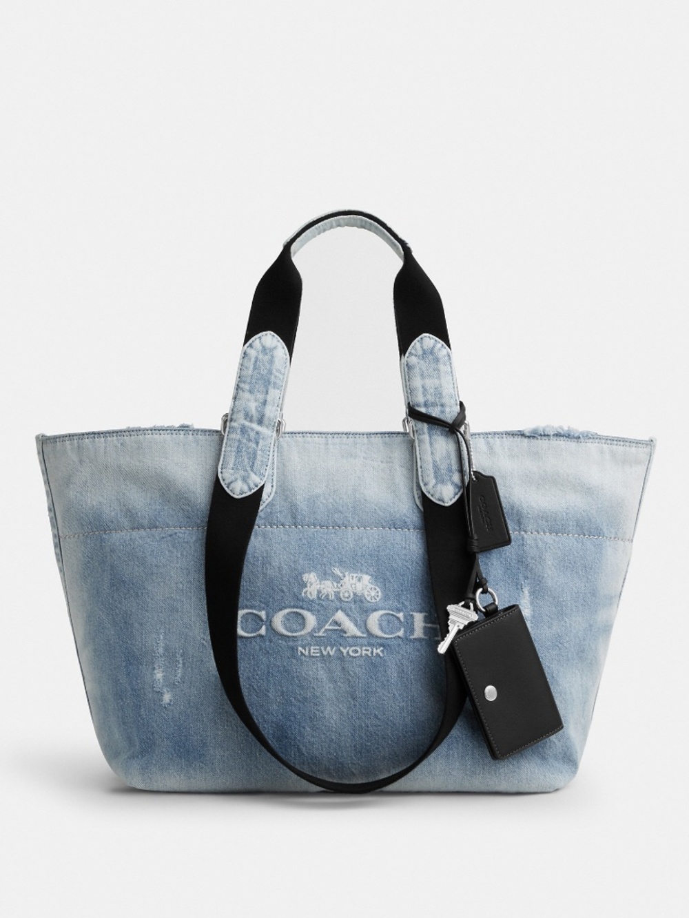 Coach Outlet Men's Small Tour Tote Bag In Loved Denim With Charms